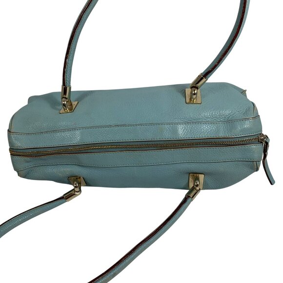 KATE SPADE Light Blue Pebbled Leather Barrel Baguette Shoulder Hand Bag - Picture 11 of 16